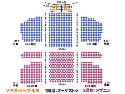 アル・ハーシュフェルド劇場の座席表