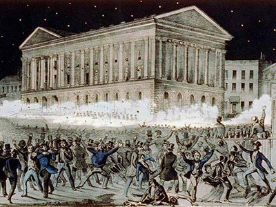 1849年アスター・プレイス暴動 (Astor Place Riot)の様子